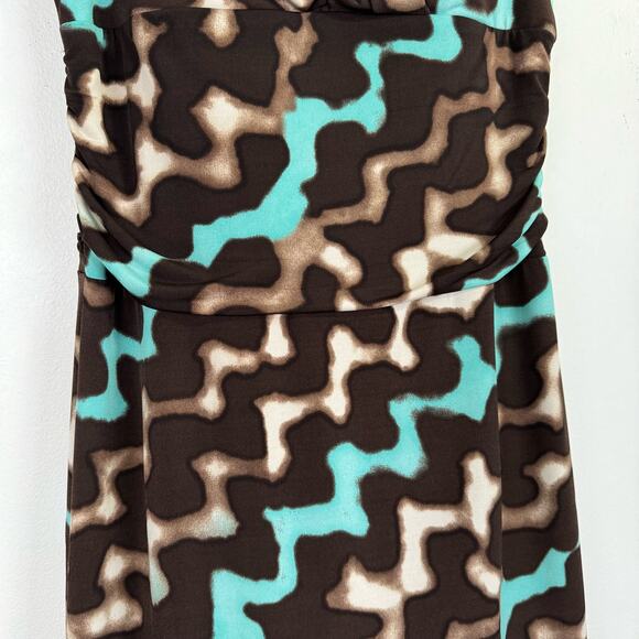 BISOU BISOU 90s Y2K Brown Blue Cheetah Print Dress Size 10 Funky Retro Vintage - Picture 4 of 10